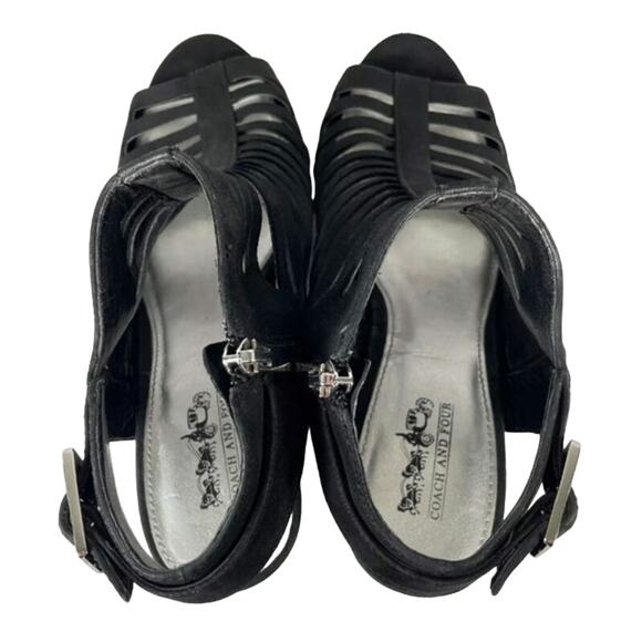 Coach and Four Black Kellisa Strappy Suede Sandal Heels - Picture 8 of 8